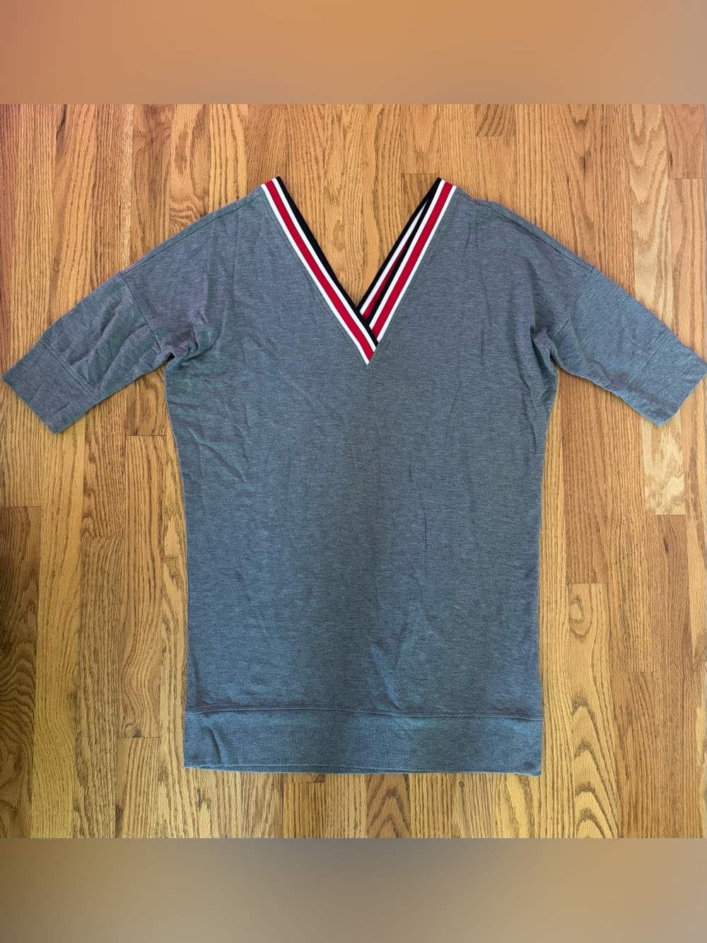 NWOT Express Gray Dress with Red, White and Black Trim